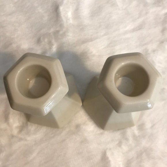 Vintage Porcelain Candlestick Holders Set of 2 - Picture 2 of 5